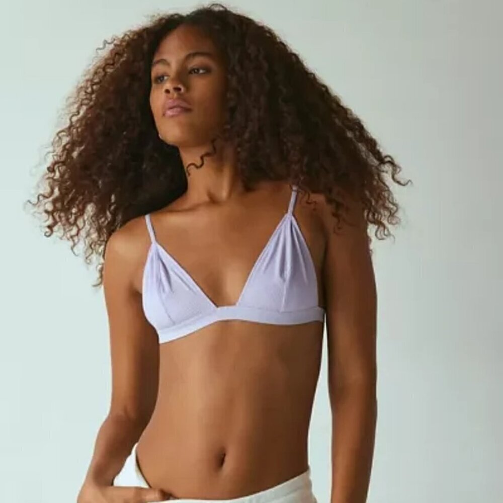NWT UO Out From Under Christy Micro Ribbed Purple Triangle Bralette